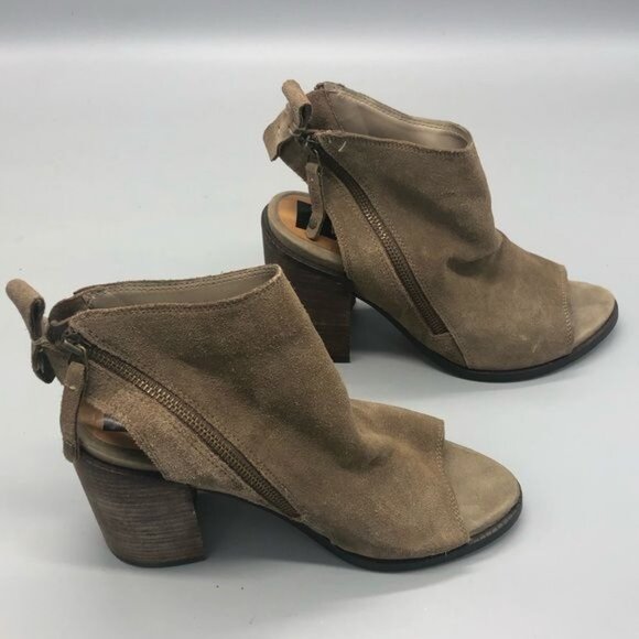dolce vita brown suede zip up chunk heel open toe shoes size 9.5 READ - Picture 3 of 13